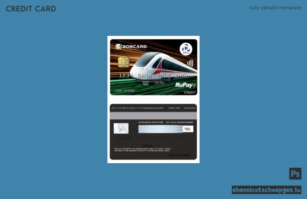 Indien: The Baroda Bank Bobcard IRCTC RuPay Kreditkarten-Beispielvorschau